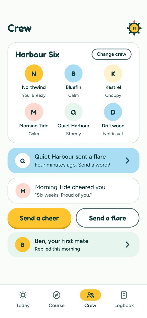 A crew of six people shown by nickname only
