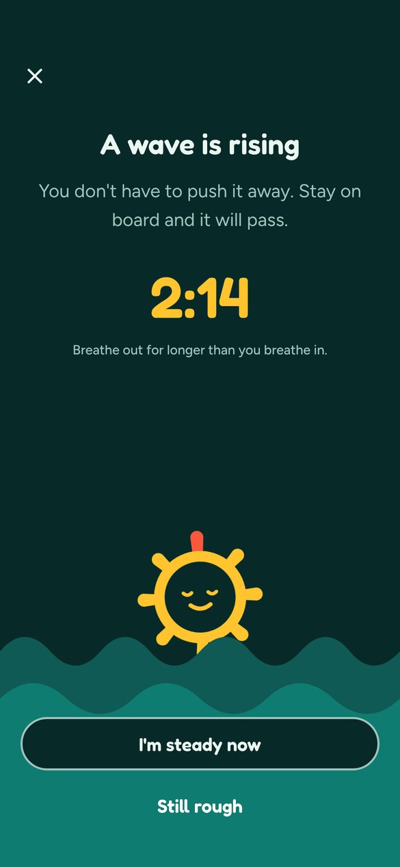 The Pause screen with a three-minute timer