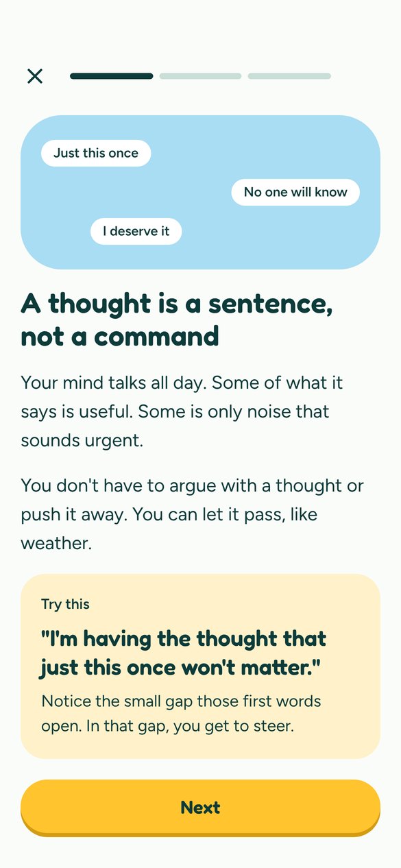 A lesson titled A thought is a sentence, not a command